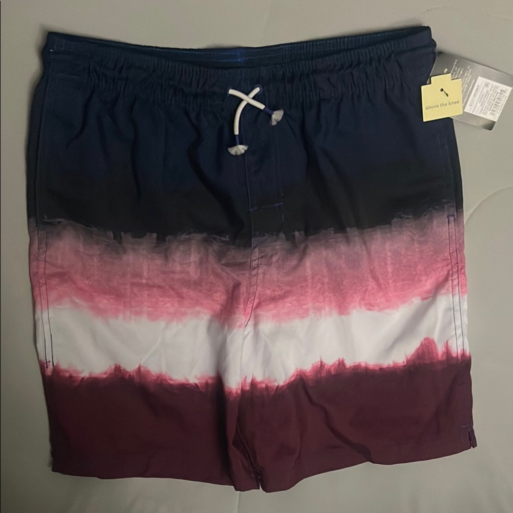 #128- Gradient Swim Shorts - Navy, Pink, and White